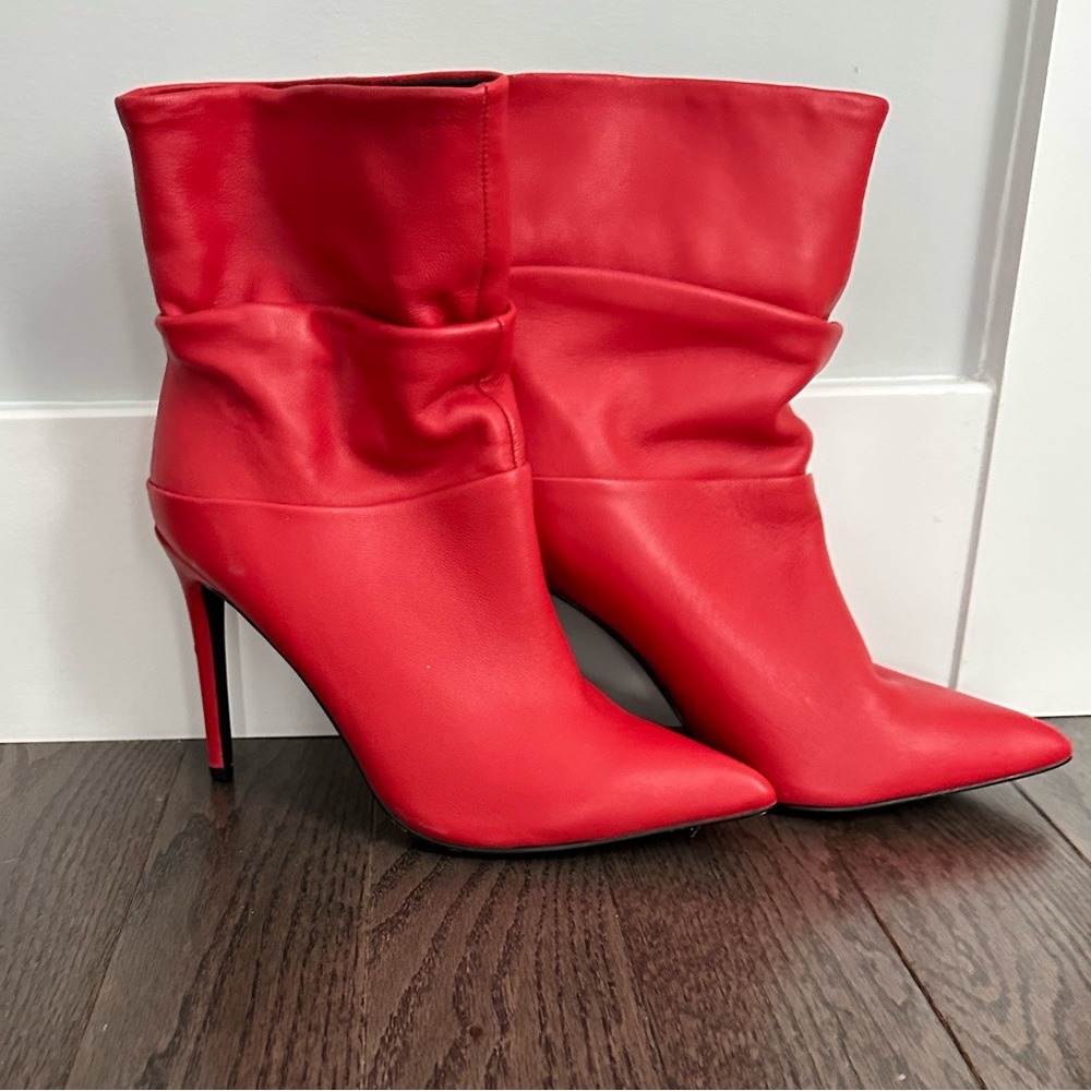 Red leather boots size 7.5